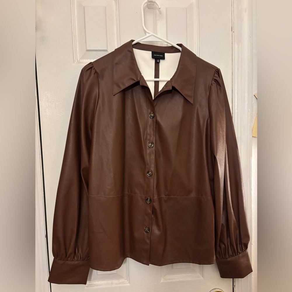 Who What Wear Chocolate Leather Top